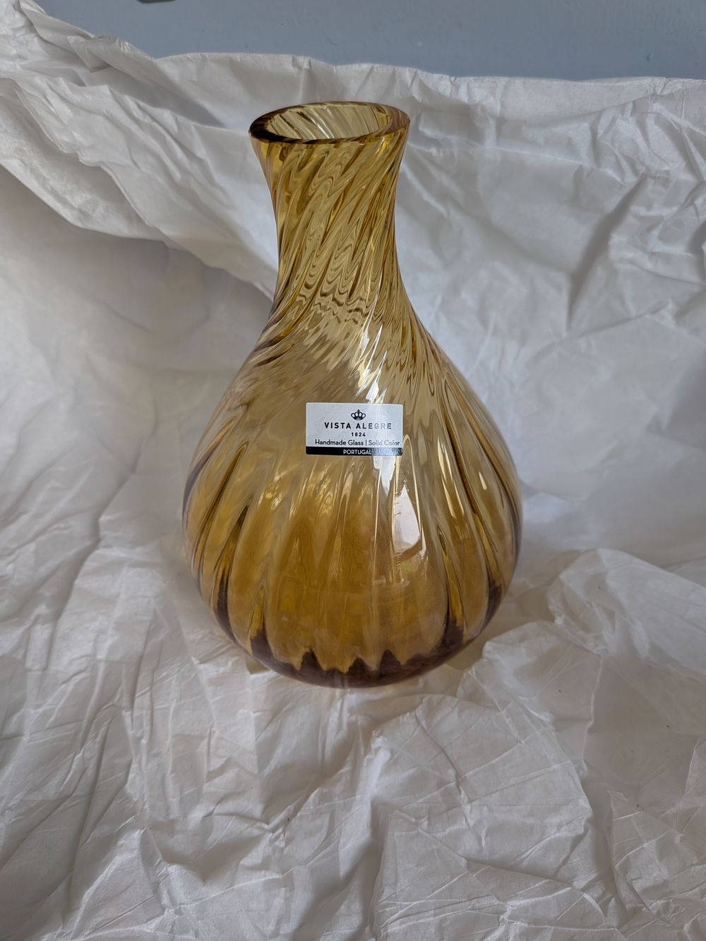 Portuguese Vista Alegre Amber Vase